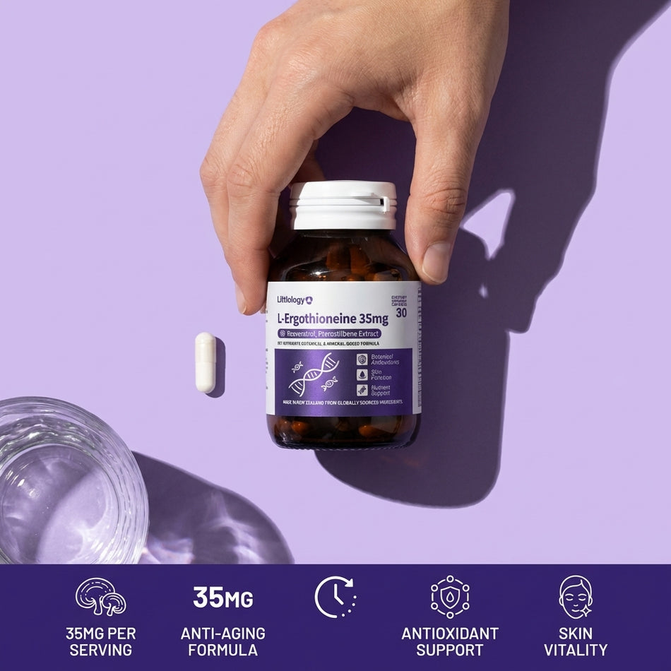 Littlology L-Ergothioneine 35mg – Cellular Antioxidant & Longevity Support