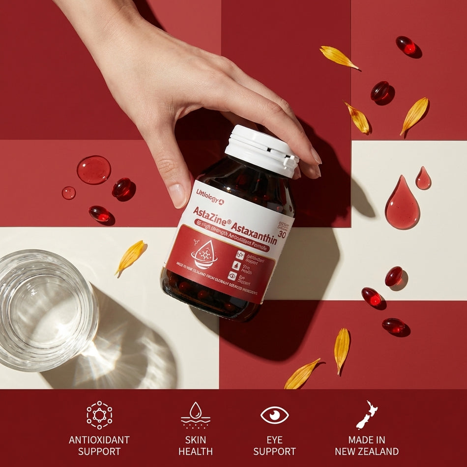 Littlology AstaZine® Astaxanthin 8mg – High Strength Antioxidant & Skin Health Support