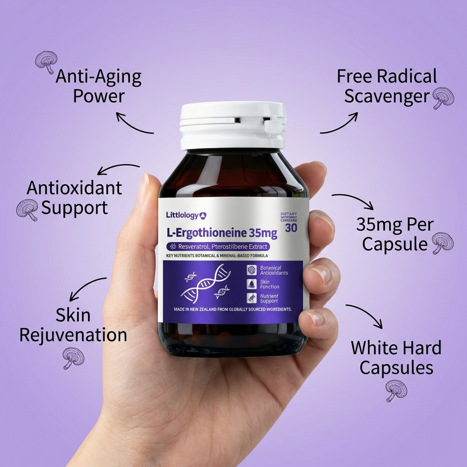 Littlology L-Ergothioneine 35mg – Cellular Antioxidant & Longevity Support